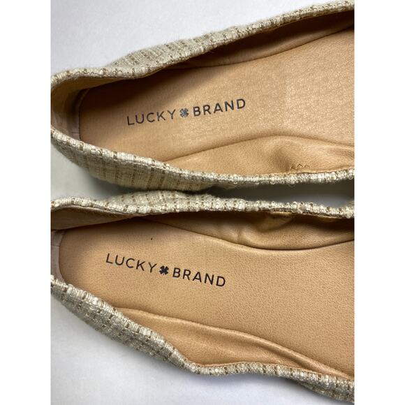 Lucky Brand Emmie Tweed Fabric Flats Light Stone Pala Woven Size 8.5 M Casual - Picture 4 of 9